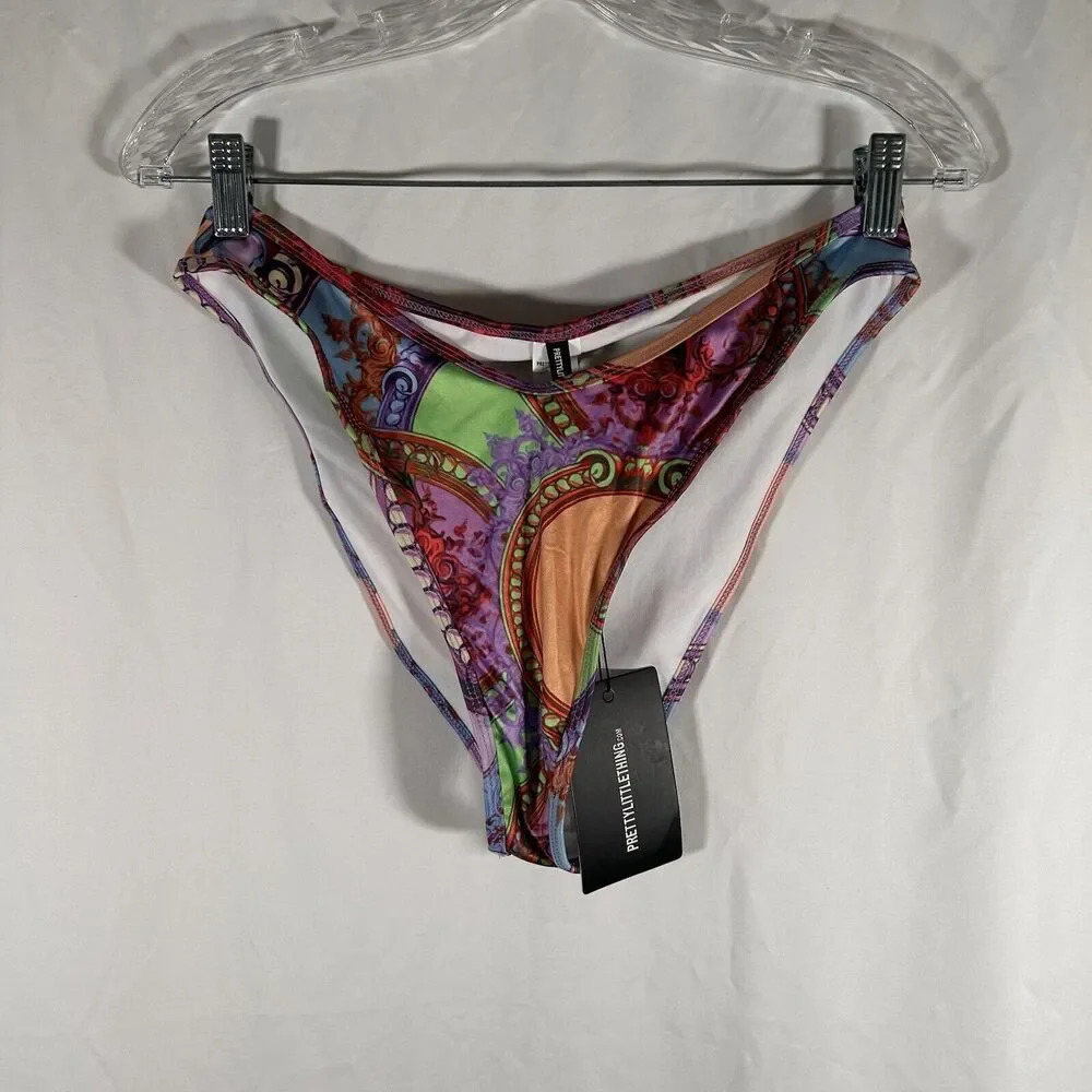 Pretty Little Thing Swim Bottom Women's 8 Multicolor Pull On New